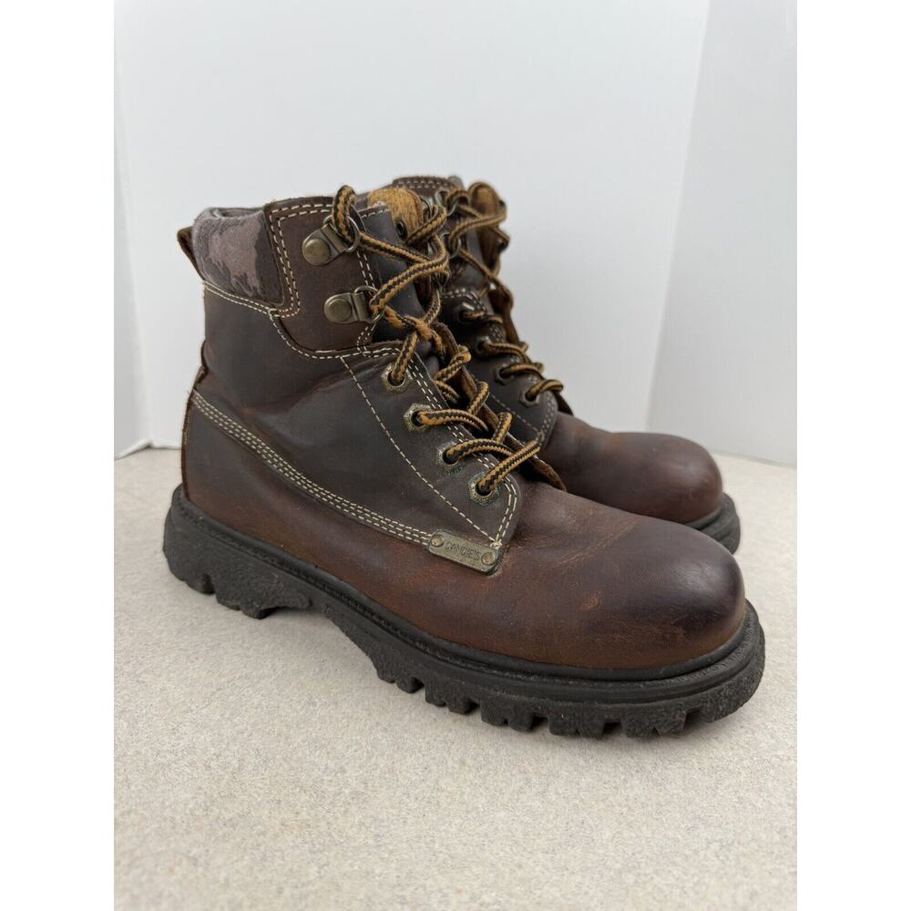 Vintage Y2K Women's Candies Leather Lace Up Chunky Combat Brown Boots Size 6.5